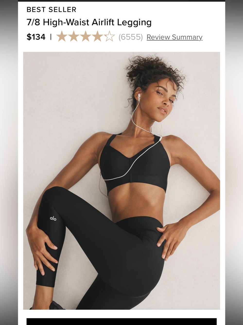 ALO Yoga Airlift 7/8 high waist Women's Black Leggings - brand new without tags